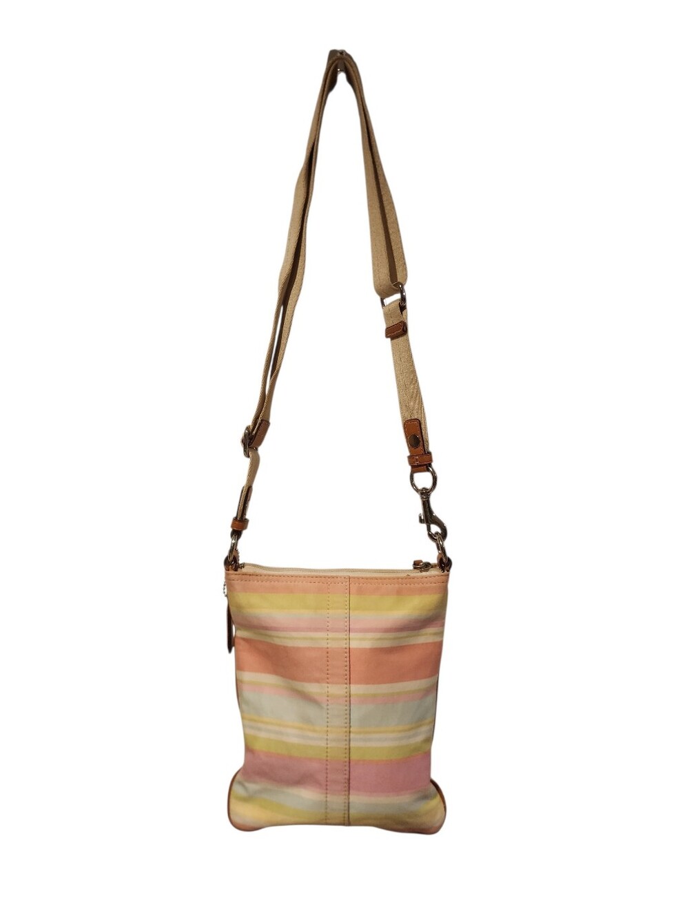 Vintage Y2K Coach Hampton Pastel Striped Canvas Swingpack Crossbody Bag